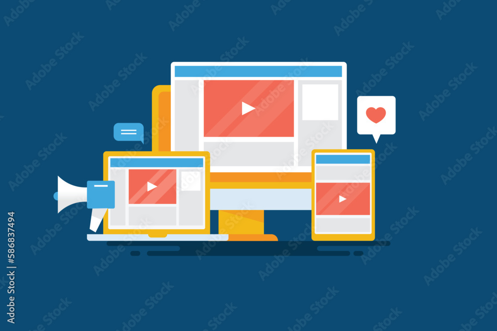 Canvas Prints responsive video advertising on digital devices. personalized display ad content, digital communicat
