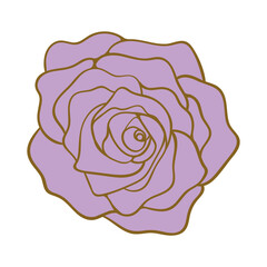 Rose bud icon front view. Simple elegant rose flower pattern for wedding invitations and cards.