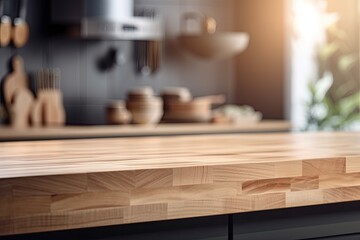 Fototapeta na wymiar kitchen countertop made of natural wood. Generative AI