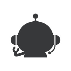 ヘッドセットを付けているAI･チャットボットのアイコン - 人工知能技術のイメージ
