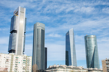 General view of the Cuatro Torres Business Area in the Spanish city of Madrid, this business complex is one of the most important in the European economic community.
