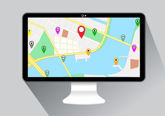 global map pin sign for navigation direction place - 3d illustration