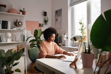 Fictional person. Motivated Professional in Stylish Home Office