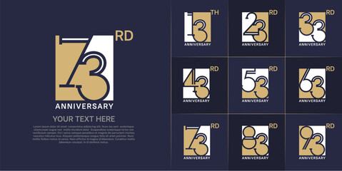set of anniversary logotype golden and white color in square for special celebration event