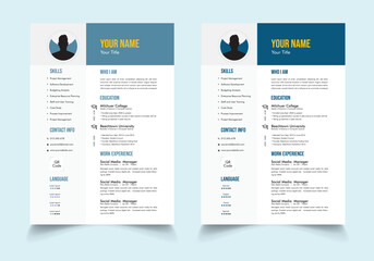Obraz premium Professional Resume CV Template Layout