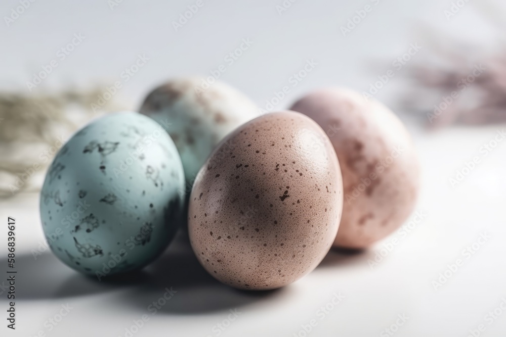 Aufkleber three eggs arranged in a row. generative ai