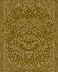 Seamless Hanuman line art colorful pattern character design.