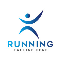 Running people logo symbol vector illustration design.