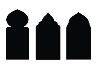 Islamic windows and arches. set of silhouette of Islamic Bagde. Islamic Design, Label, Sign, Sticker, icon, symbol
