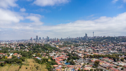 Obraz premium aerial view of johannesburg city skyline, south africa