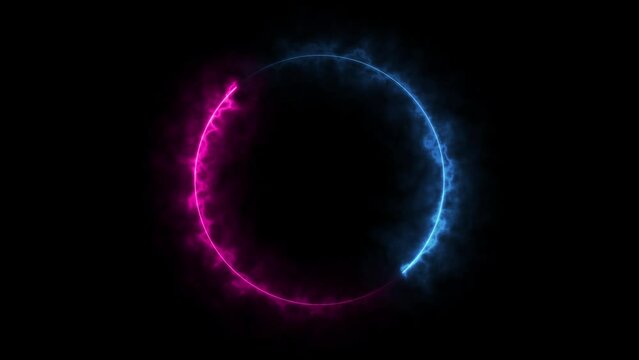 round frame of pink blue energy ultra HD. energy buring electric border frame.