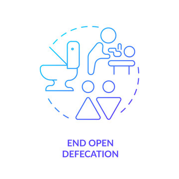End open defecation blue gradient concept icon. Access to hygiene. Clean water and sanitation abstract idea thin line illustration. Isolated outline drawing. Myriad Pro-Bold font used
