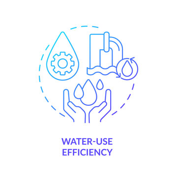 Water use efficiency blue gradient concept icon. Freshwater supplies. Clean water and sanitation abstract idea thin line illustration. Isolated outline drawing. Myriad Pro-Bold font used