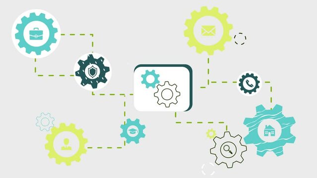 Infographics, business mechanism concept, 2d flat animation, looping video.