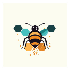 honey bee icon vector ,Health company logo , cartoon