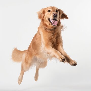 um cachorro feliz pulando, golden retriever, labrador