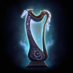 Magical lyre harp created with AI