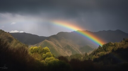 um arco íris, paisagem linda