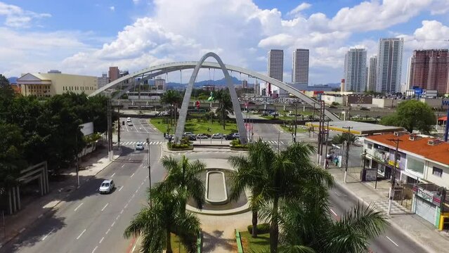 Aerial View of Downtown Osasco with Palm trees