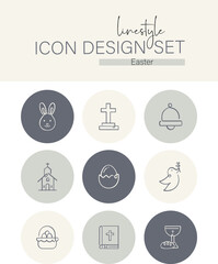 Linestyle Icon Design Set Easter