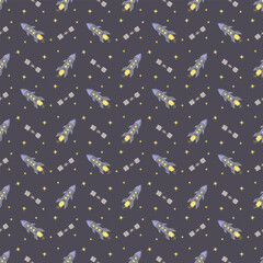 Seamless space pattern. Cosmos background. Doodle vector space illustration