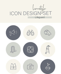 Linestyle Icon Design Set Lifeguard
