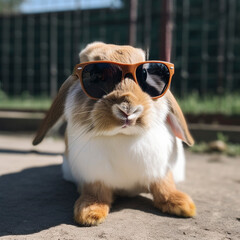 AI art rabbit with sunglasses サングラスをかけたウサギ