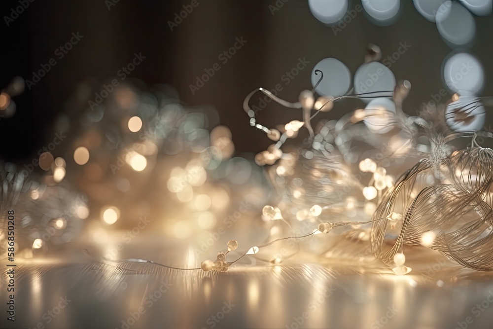 Aufkleber table with colorful lights on top of it. generative ai