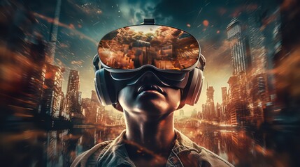 vr headset, metaverse, futuristic virtual world, state of consciousness, technology. Generative AI