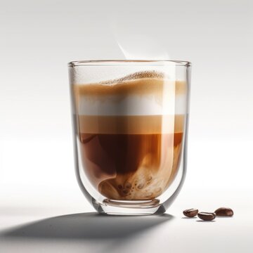 cup of freshly macchiato coffee with beans - Generated by Generative AI