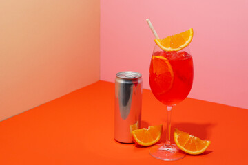 Aperol Spritz, delicious summer cocktail, space for text