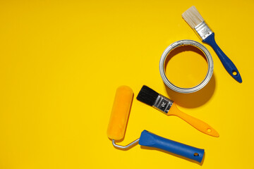 Tools for art and repairing - paint, space for text