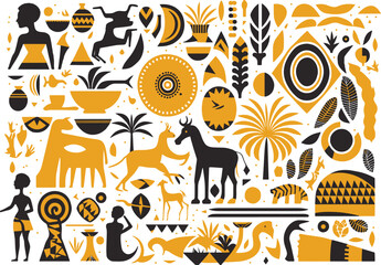 African Folklore Symbol Vector Illustration: Ethnic Tribal Traditional Art Design Element in High-Quality EPS Format for Digital and Print Projects