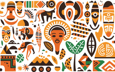 African Folklore Symbol Vector Illustration: Ethnic Tribal Traditional Art Design Element in High-Quality EPS Format for Digital and Print Projects