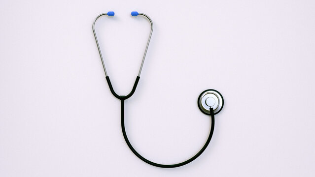 3d render of realistic stethoscope isolated on white background.