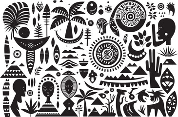 African Folklore Symbol Vector Illustration: Ethnic Tribal Traditional Art Design Element in High-Quality EPS Format for Digital and Print Projects