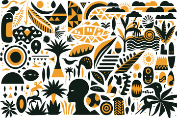 African Folklore Symbol Vector Illustration: Ethnic Tribal Traditional Art Design Element in High-Quality EPS Format for Digital and Print Projects