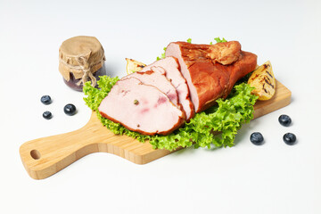 Concept of delicious food, tasty ham meat