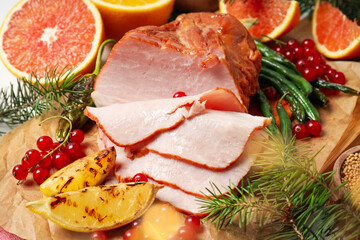 Concept of tasty food, ham, close up