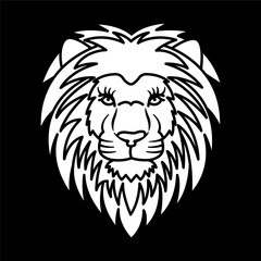 Vector vintage symbol of a lion black and white