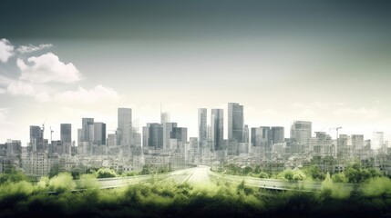 Obraz premium Background with a city and copyspace. Generative AI