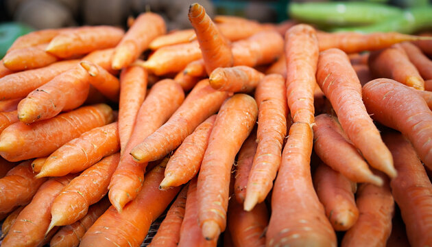 lot of Carrots in local market. closeup. selective image.