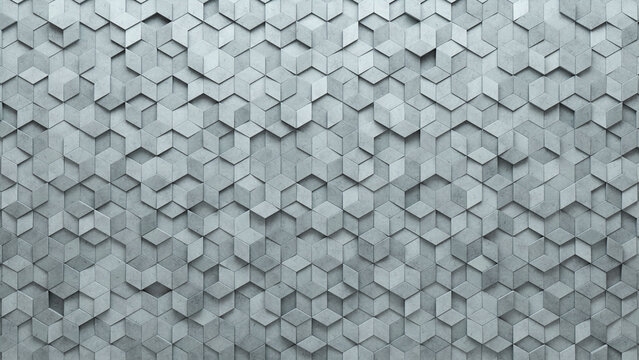 Concrete, Diamond Shaped Wall background with tiles. Semigloss, tile Wallpaper with Polished, 3D blocks. 3D Render