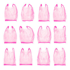 Pink plastic bag isolated on white background