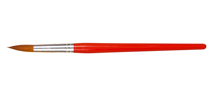 Red paint brush isolated on white background