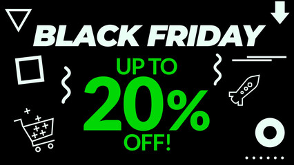 Amazing Black Friday Sale Discount Percentages. Animated Shopping Percentages And Texts