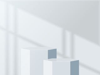 Two white podium on white background. vector illustration