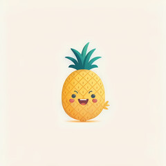 Pineapple Cartoon Cute. Generative AI