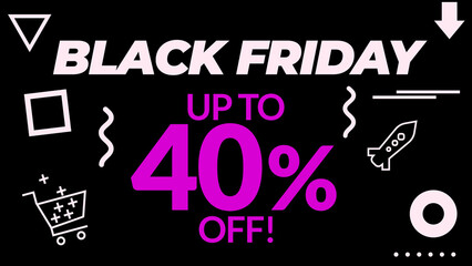 Amazing Black Friday Sale Discount Percentages. Animated Shopping Percentages And Texts