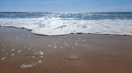 Sea wave on the sandy beach